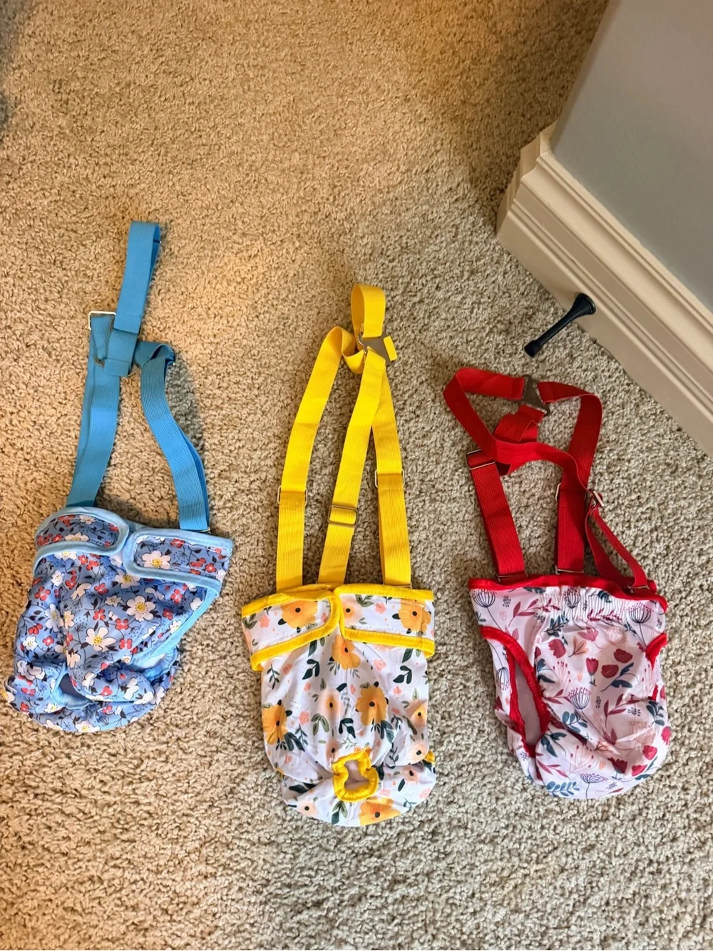 Dog Housebreaking Harness Set — Blue, Yellow, Red Floral Options